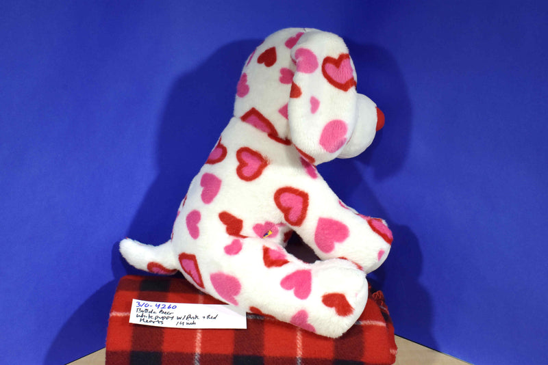 Build-A-Bear White Puppy 2012 Plush with Pink and Red Hearts
