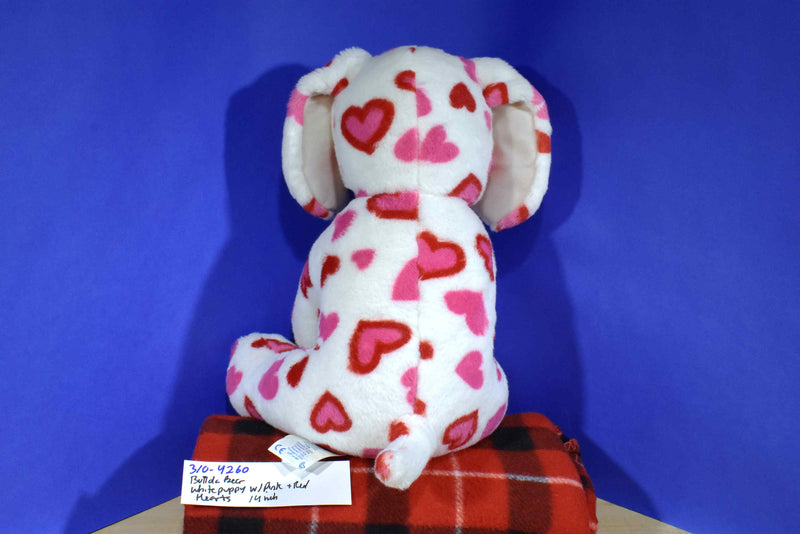 Build-A-Bear White Puppy 2012 Plush with Pink and Red Hearts