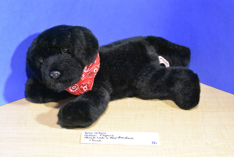 Aurora Black Labrador Lab Puppy Red Bandana Beanbag Plush