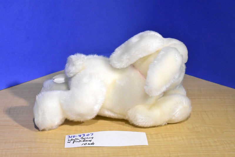 White Bunny Rabbit With Pink Bow Beanbag Plush