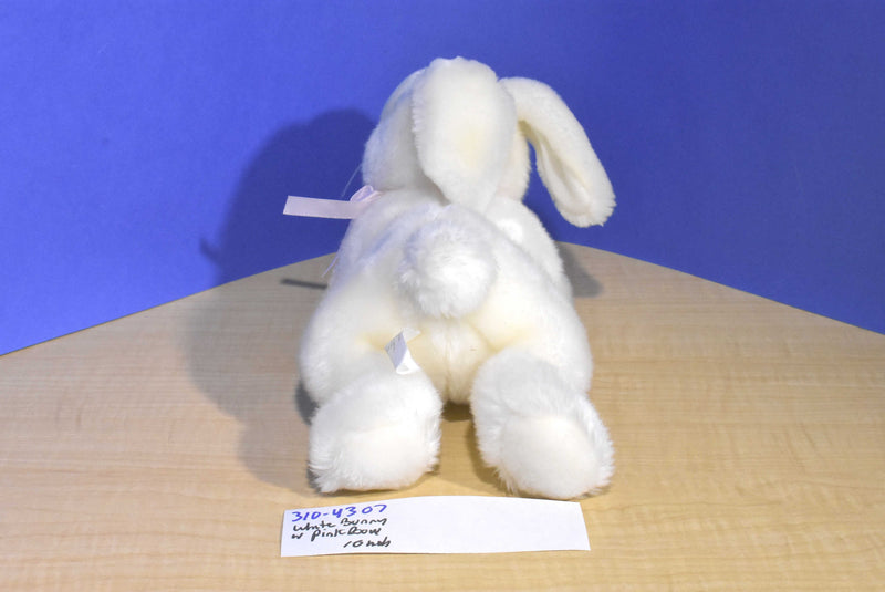 White Bunny Rabbit With Pink Bow Beanbag Plush