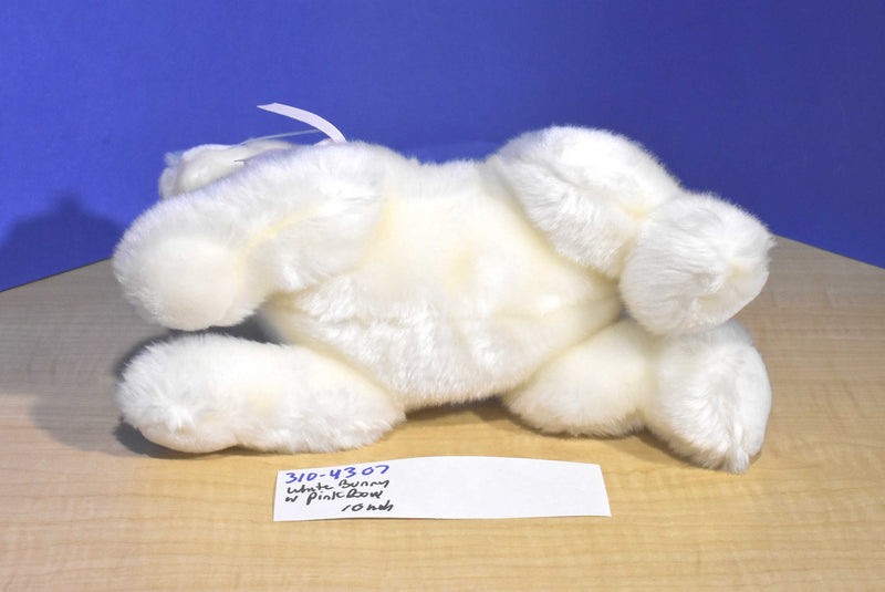 White Bunny Rabbit With Pink Bow Beanbag Plush