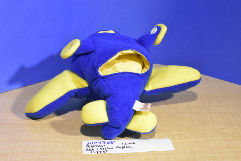 Applause High Flyers Blue Yellow Airplane 1988 Plush Puppet