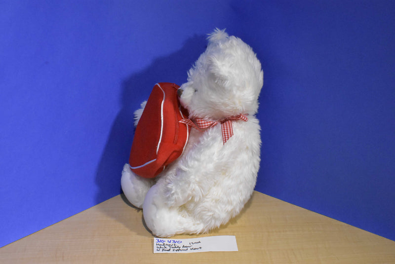 Hallmark Whtie Teddy Bear With Red Heart Bag Beanbag Plush