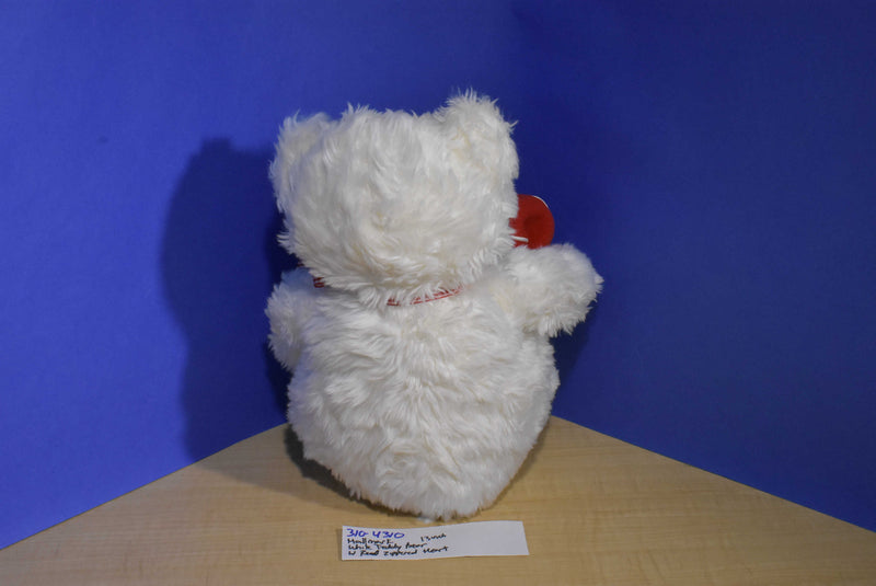 Hallmark Whtie Teddy Bear With Red Heart Bag Beanbag Plush