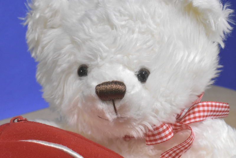 Hallmark Whtie Teddy Bear With Red Heart Bag Beanbag Plush