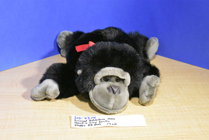 Animal Adventure Gorilla With Red Bow 1999 Beanbag Plush