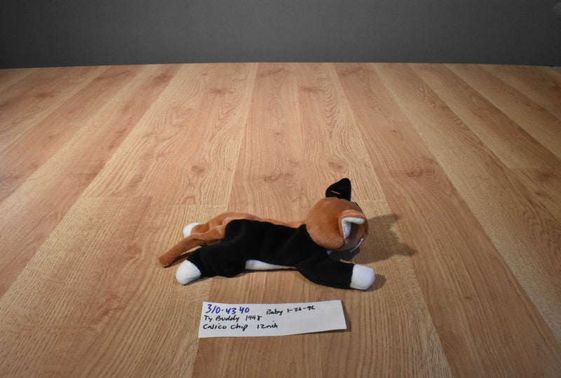 Ty Beanie Buddy 1998 and Babies 1996 Chip Calico Cat Beanbag Plush
