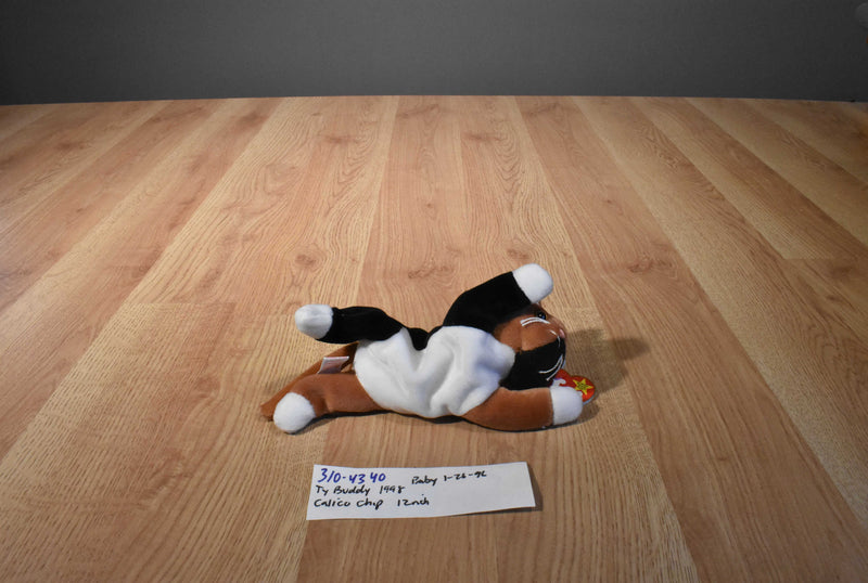 Ty Beanie Buddy 1998 and Babies 1996 Chip Calico Cat Beanbag Plush