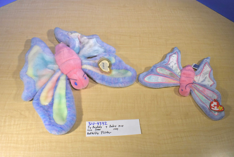 Ty Beanie Buddy 2000 and Baby 1999 Flitter Butterfly Beanbag Plushes