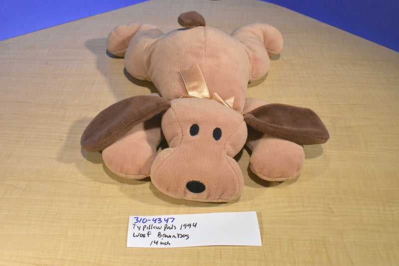 Ty Pillow Pals Woof the Brown Dog 1994 Plush