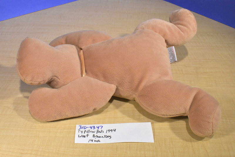 Ty Pillow Pals Woof the Brown Dog 1994 Plush