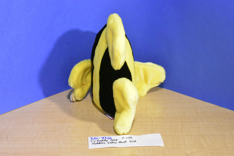 Ty Beanies Buddies Bubbles Black and Yellow Angel Fish Beanbag Plush