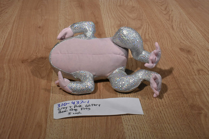 Silver and Pink Frog Beanbag Plush