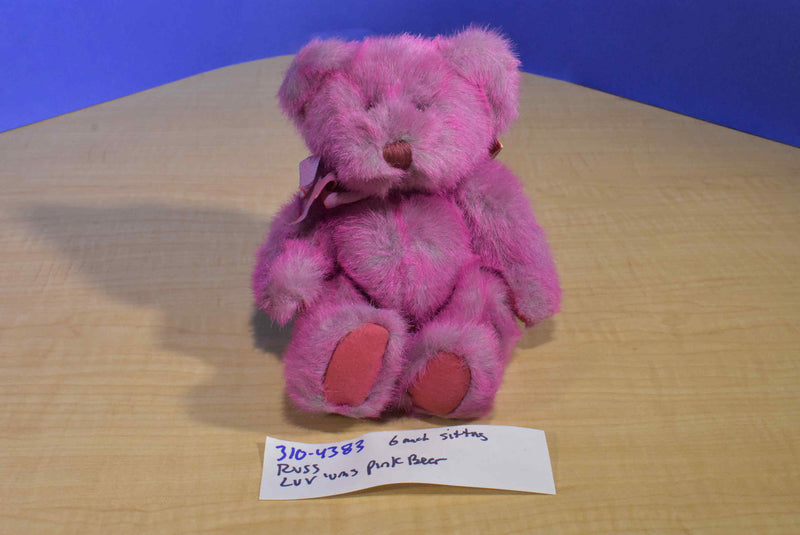 Russ Luv'ums Hot Pink Teddy Bear Beanbag Plush