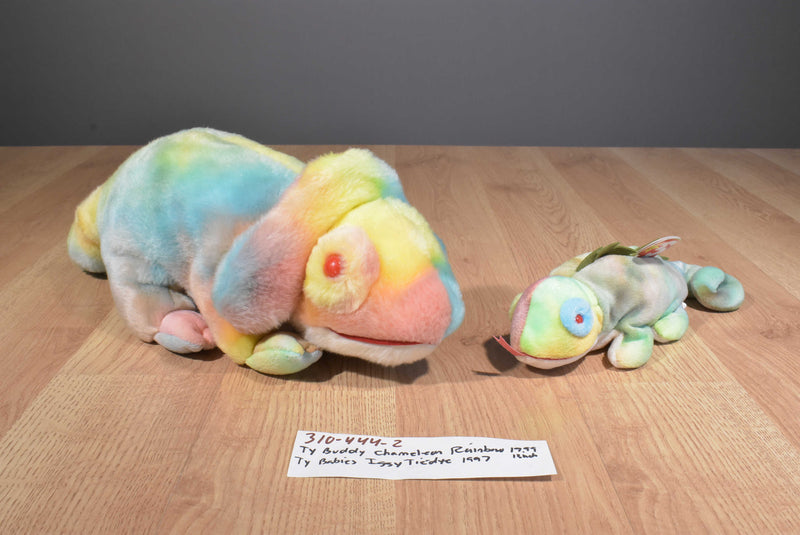 Ty Beanie Buddy 1999 Rainbow and Baby 1997 Iggy Tie Dye Beanbag Plushes