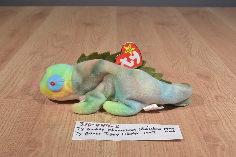 Ty Beanie Buddy 1999 Rainbow and Baby 1997 Iggy Tie Dye Beanbag Plushes