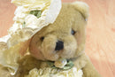 Handmade Tan Teddy Bear Yellow Lace Dress Roses Beanbag Plush