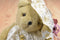 Handmade Tan Teddy Bear White Gold Lace Dress Pearls Beanbag Plush