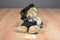 Handmade Tan Teddy Bear Black Lace Dress Rhinestones Beanbag Plush