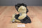 Handmade Tan Teddy Bear Black Lace Dress Rhinestones Beanbag Plush