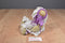 Handmade Tan Teddy Bear White Lace Dress Purple Ribbon Beanbag Plush