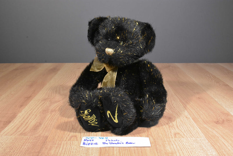 Russ Bizzie Showbiz Black Gold Bear Beanbag Plush