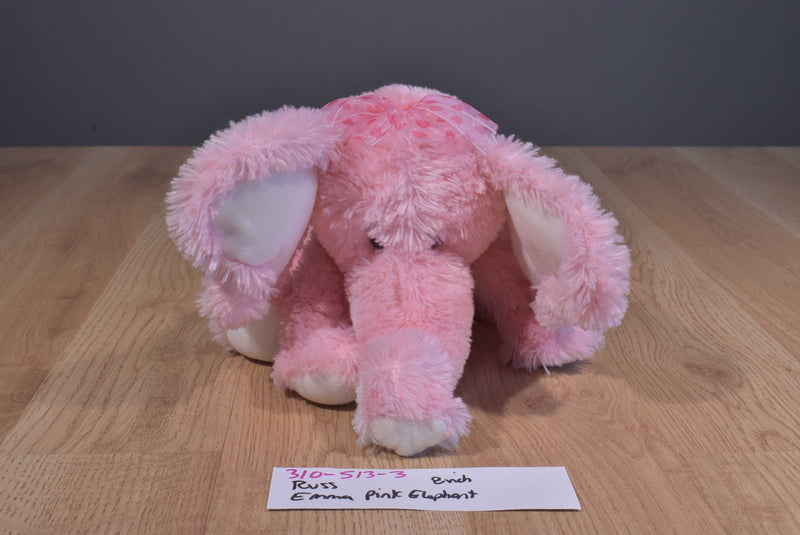 Russ Emma Pink and White Elephant Beanbag Plush