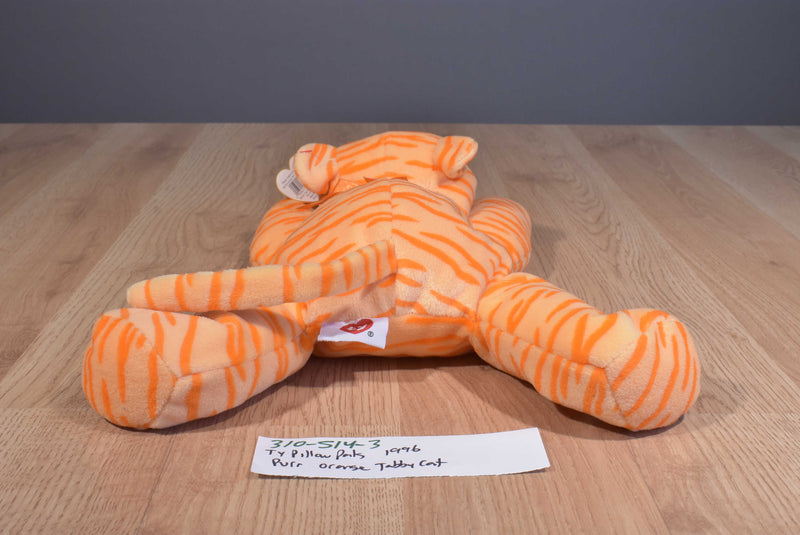 Ty Pillow Pals Purr Orange Tiger Cat 1996 Plush