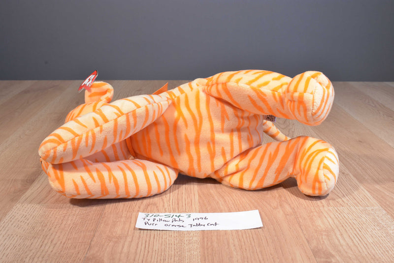 Ty Pillow Pals Purr Orange Tiger Cat 1996 Plush