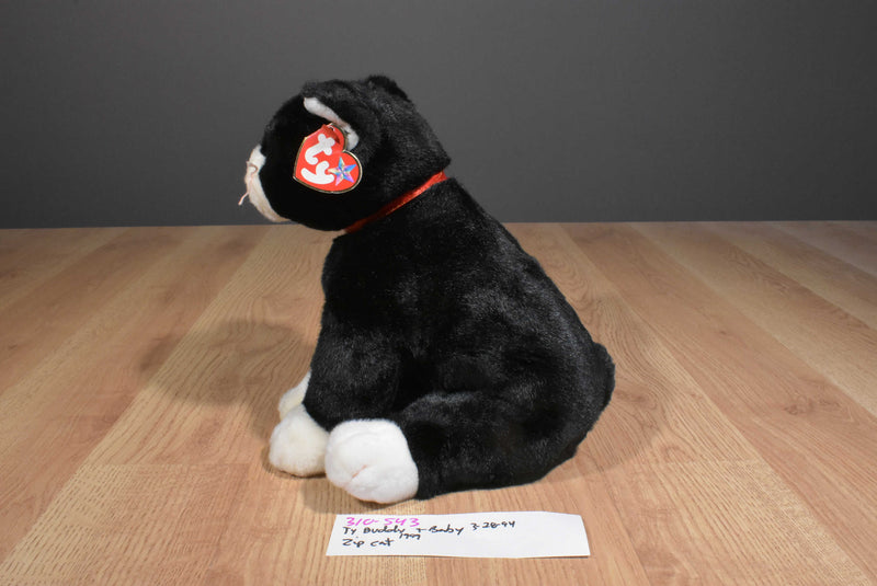 Ty Buddy and Baby Zip Black and White Cat Beanbag Plush