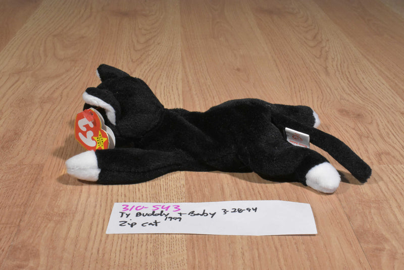 Ty Buddy and Baby Zip Black and White Cat Beanbag Plush