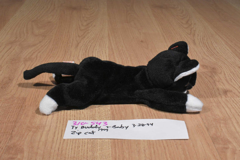 Ty Buddy and Baby Zip Black and White Cat Beanbag Plush