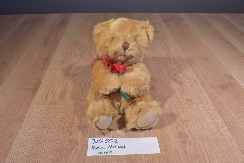 Russ Hazel Brown Bear With Red Rose Beanbag Plush