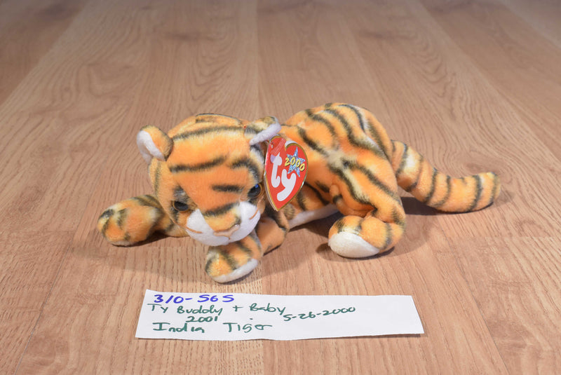 Ty Beanie Buddy 2001 and Baby 2000 India Bengal Tiger Beanbag Plushes