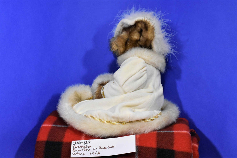 Bearington Victoria Brown Bear in Beige Coat and Hat Plush