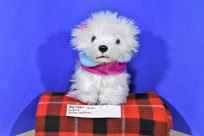 Battat Pucci Pups Bichon Frise Puppy Dog in Pink and Blue Cape Coat Plush