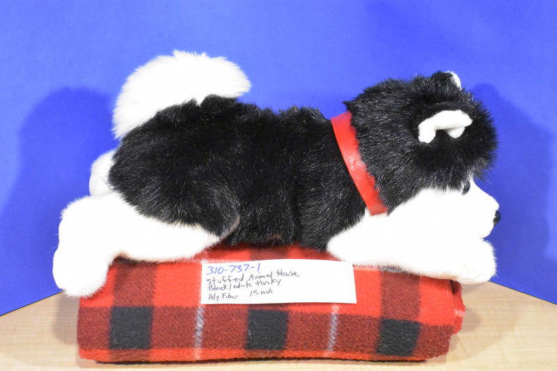 Stuffed Animal House Black and White Husky Plush