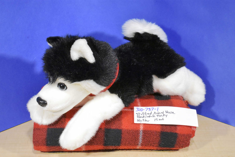 Stuffed Animal House Black and White Husky Plush