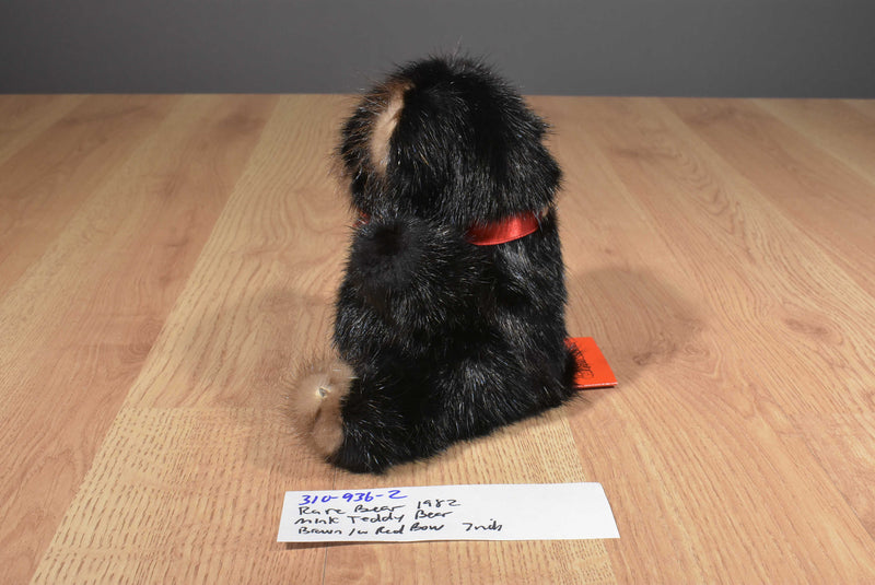 Rare Bear Black and Brown Mink Fur Teddy 1982 Plush