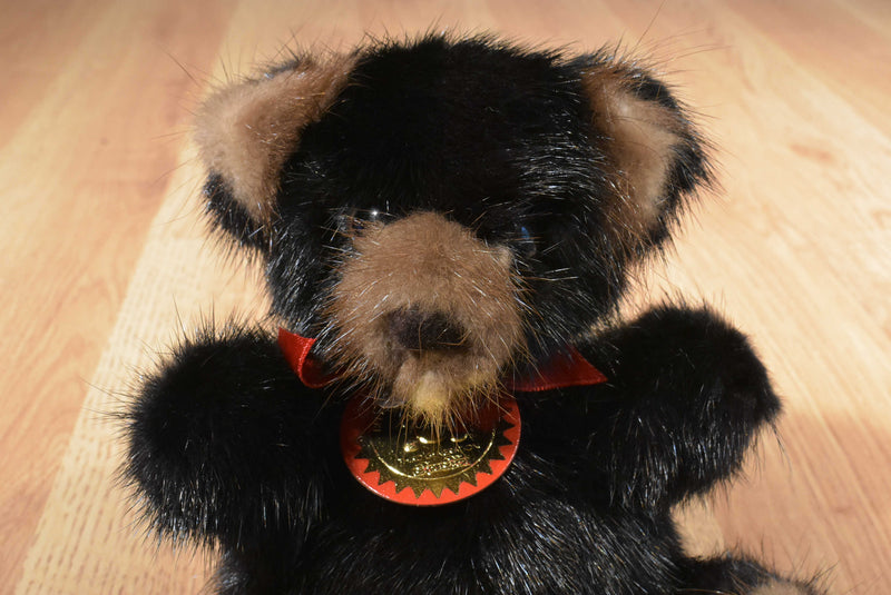 Rare Bear Black and Brown Mink Fur Teddy 1982 Plush
