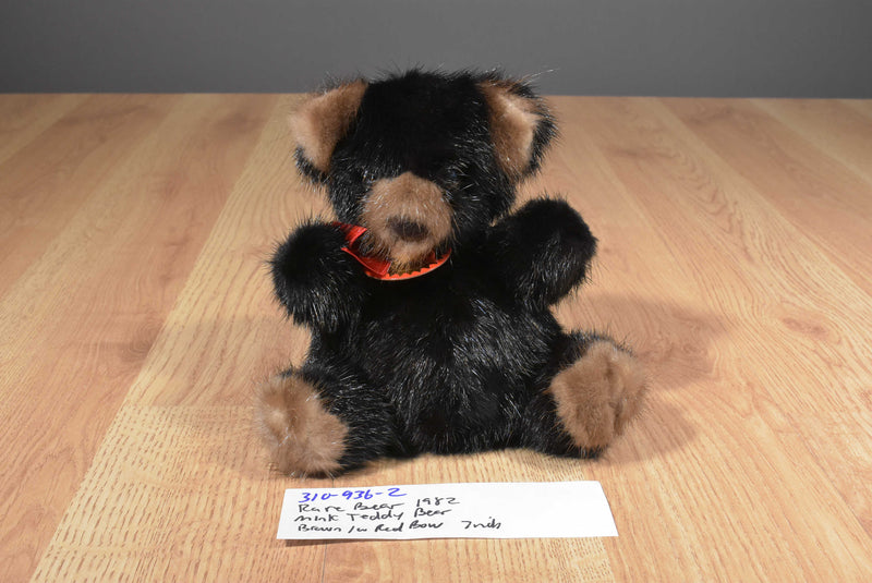 Rare Bear Black and Brown Mink Fur Teddy 1982 Plush