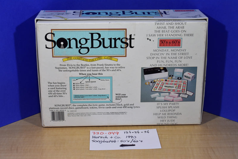 Hersch & Co. 1990 SongBurst 50's and 60's Edition Board Game