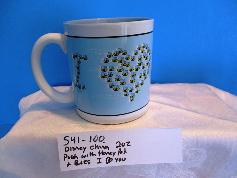 Disney Pooh Honey Pot and Bees Blue 20 oz. Ceramic Mug Cup