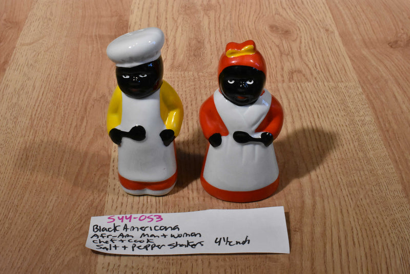 Black Americana African American Man/Chef Woman/Cook Salt and Pepper Shakers