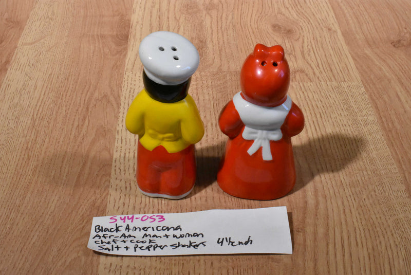 Black Americana African American Man/Chef Woman/Cook Salt and Pepper Shakers