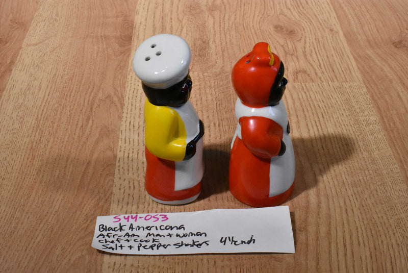 Black Americana African American Man/Chef Woman/Cook Salt and Pepper Shakers