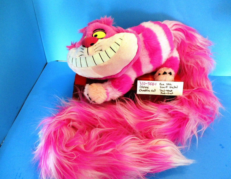 Disney Parks Alice in Wonderland Pink Cheshire Cat With Long Tail Plush