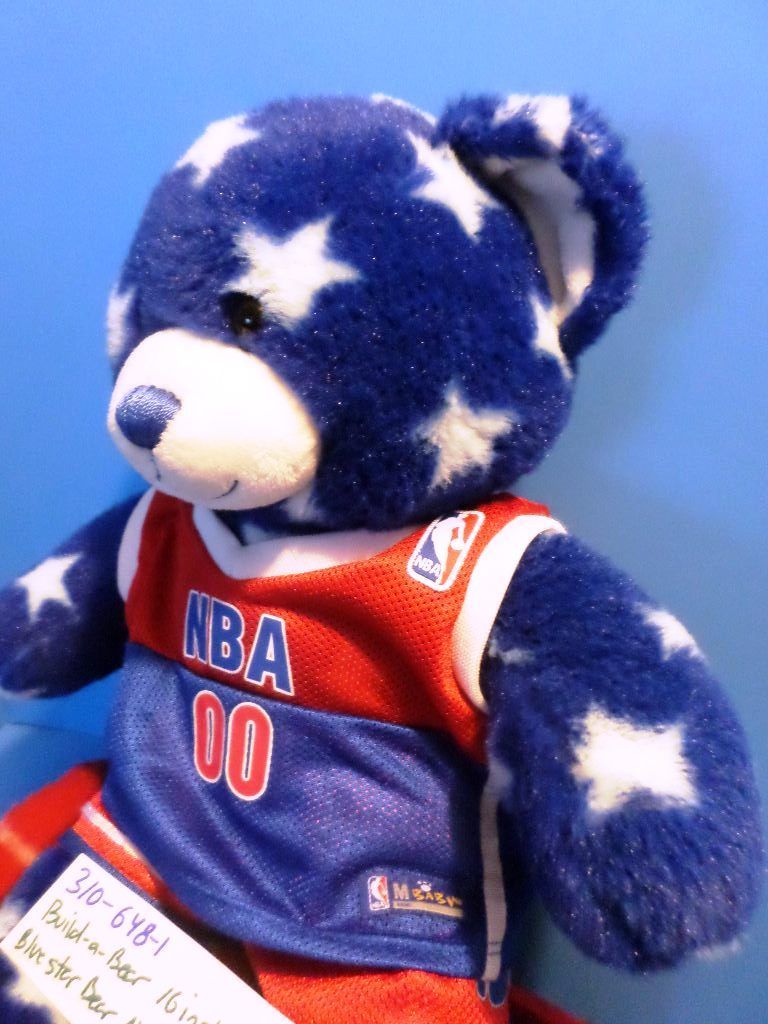 Build-A-Bear Blue Bear With White Stars in NBA Outfit Plush