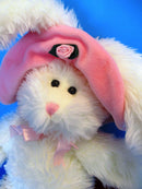 Ganz Flossy the White Bunny Rabbit with Pink Hat 1998 Beanbag Plush